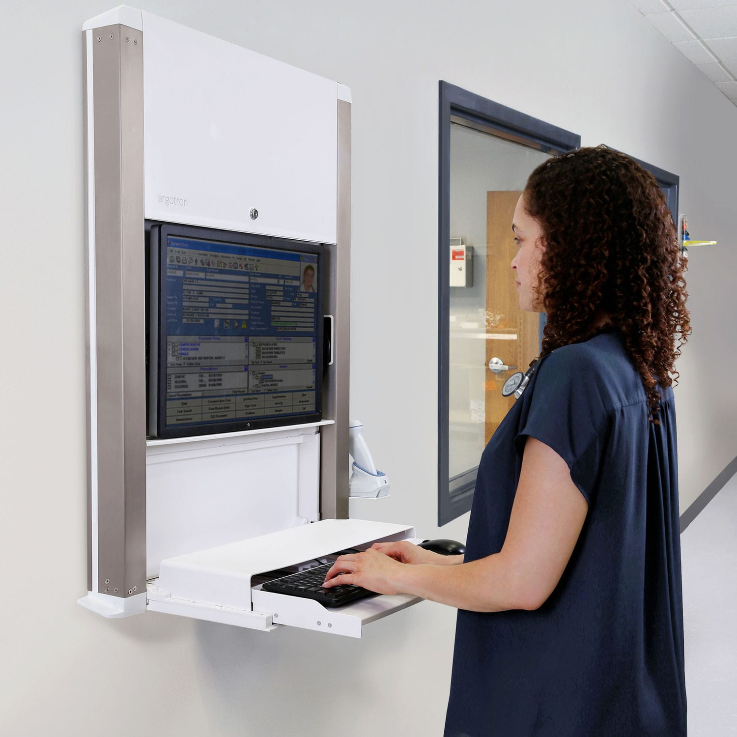 Medical Computer Workstation CareFit Enclosure Ergotron Wall