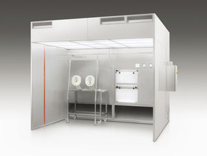 booth for the pharmaceutical industry / containment / walk-in / downflow
