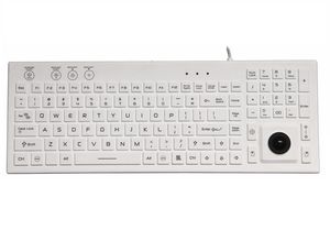 medical keyboard with pointing device / backlit / waterproof / antimicrobial