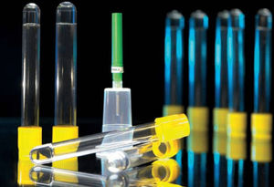 blood collection tube / cylindrical / PET / with clot activator