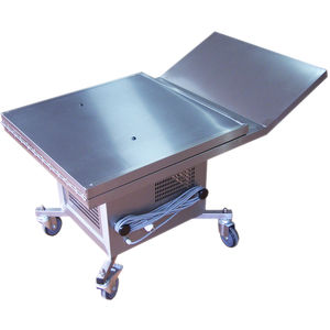 funeral display table / stainless steel / on casters / refrigerated