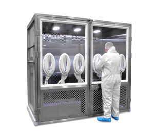 booth for the pharmaceutical industry / containment / floor-standing / laminar flow