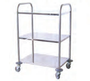 transport trolley / for general purpose / with tray / stainless steel