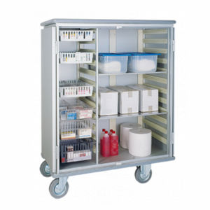 hospital cabinet / with basket / 2-door / on casters