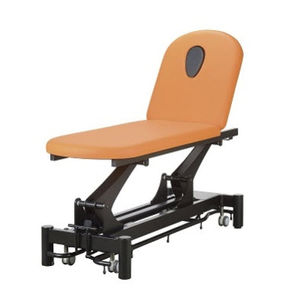 electric massage table / on casters / height-adjustable / 2-section