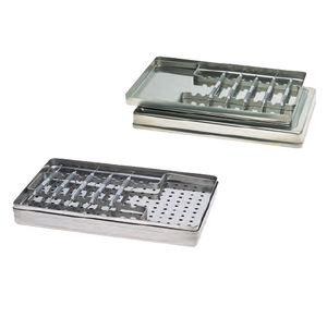 dental instrument sterilization tray / stainless steel / perforated / non-perforated