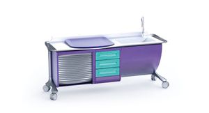 changing station with bath / with washbasin / with storage boxes / for hospitals