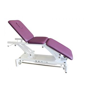 electric massage table / on casters / height-adjustable / 3-section