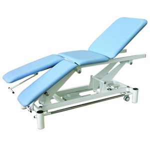electric massage table / on casters / height-adjustable / with double legrests