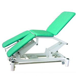 electric massage table / on casters / height-adjustable / with double legrests