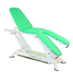 electric massage table / height-adjustable / with double legrests / 3-section
