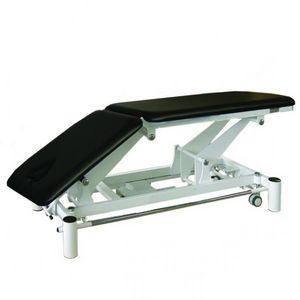 electric massage table / on casters / height-adjustable / 2-section