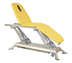 electric massage table / on casters / height-adjustable / 3-section