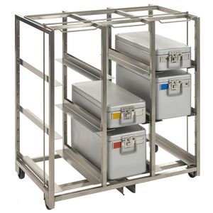 transport trolley / for sterilization containers / open-structure