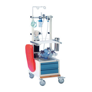 emergency trolley / for linen / with drawer / with oxygen cylinder holder