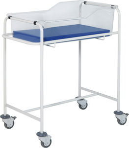 hospital bassinet on casters / stainless steel / transparent
