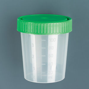 urine sample container / polypropylene / with screw cap