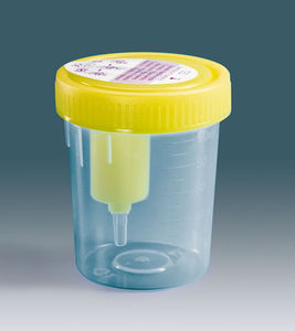 urine sample container / polypropylene / with screw cap