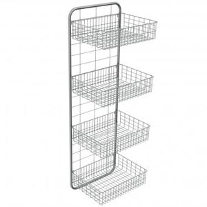 4-shelf shelving unit / for basket storage / wall-mounted / stainless steel