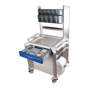 medicine distribution trolley / for instruments / with drawer / with waste bin