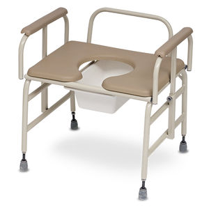 commode chair with armrests / with cutout seat / height-adjustable / bariatric