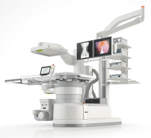 extracorporeal lithotripter / floor-mounted / with endoscopy column / with C-arm