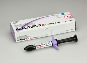 dental composite material / for dental restorations / gingival / white