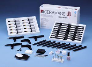 hybrid composite dental material / for dental veneers / translucent