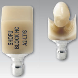 hybrid-ceramic dental material / for dental restorations / CAD/CAM