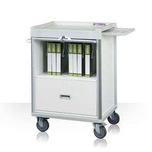 transport trolley / medical records / with drawer / horizontal-access