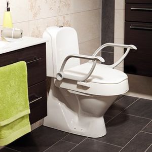 raised toilet seat with armrests