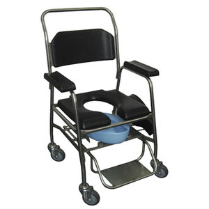 shower chair / with cutout seat / on casters / commode