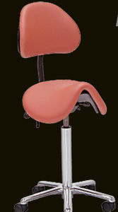 dental stool / height-adjustable / with backrest / saddle seat