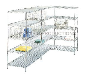 4-shelf shelving unit / stainless steel / wire / open-structure