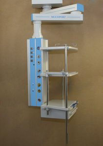 medical pendant / ceiling-mounted / with shelves / with monitor support arm