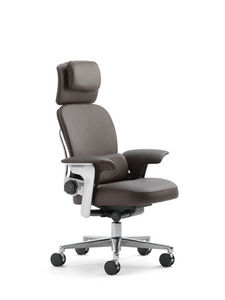 office chair / with armrests / on casters / with high backrest