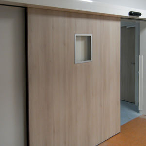 swinging door / sliding / for hospitals / glass