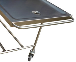 embalming trolley / mortuary / 1-tray / stainless steel