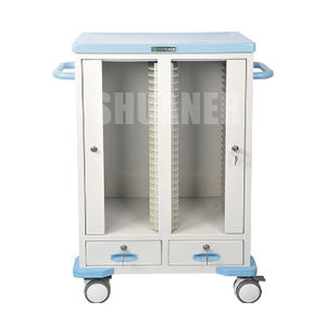 transport trolley / medical records / with drawer / horizontal-access