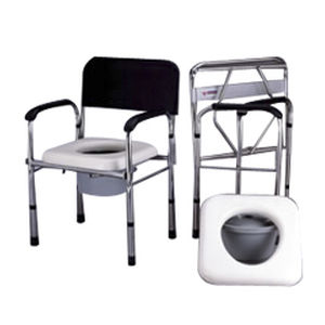 commode chair with armrests / with cutout seat / height-adjustable / folding