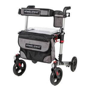 4-caster rollator / with seat / folding / height-adjustable