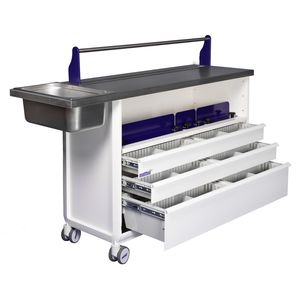 cast trolley / for general purpose / with drawer / with side bin