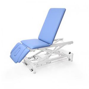 electric massage table / on casters / height-adjustable / 3-section
