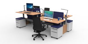 modular desk / height-adjustable / electric / with drawer