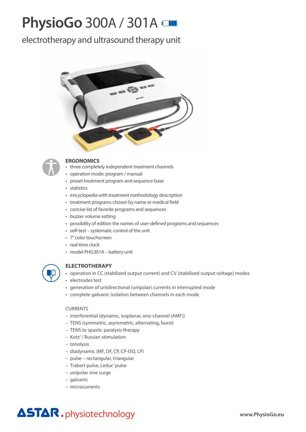 physiogo 300 product card astar pdf catalogs technical physio cv