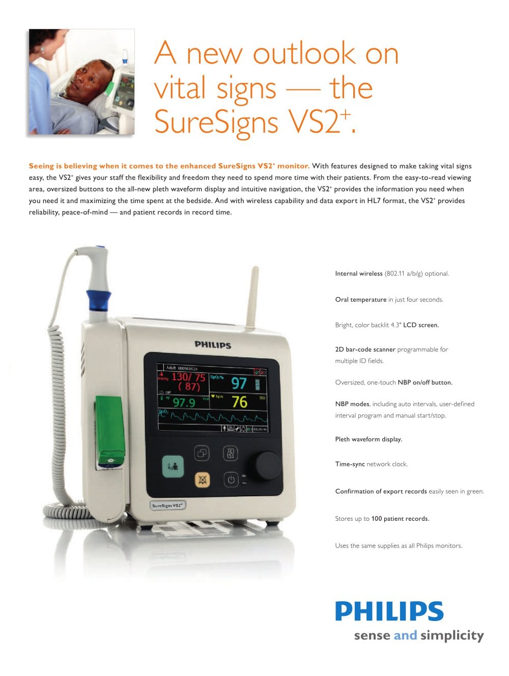 A new outlook on vital signs — the SureSigns VS2+ - 1 / 2 Pages