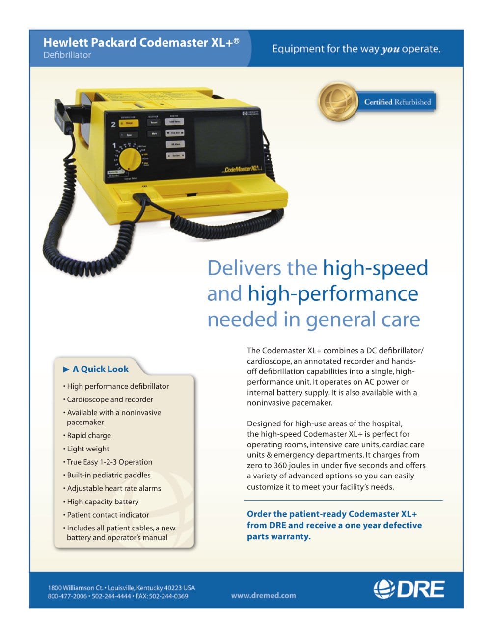 Refurbished - Hewlett Packard Codemaster XL Defibrillator - 1 / 1 Pages