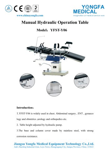 Catalog Of YFST Y06 Hydraulic Operation Table YONGFA MEDICAL Jiangsu