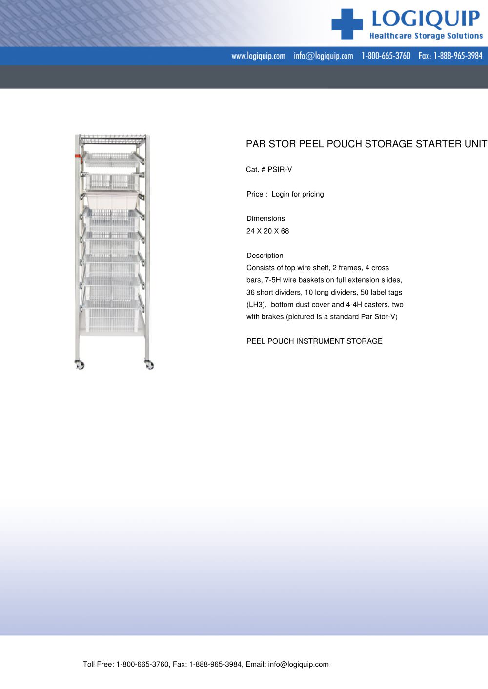PAR STOR PEEL POUCH STORAGE STARTERUNIT - 1 / 1 Pages