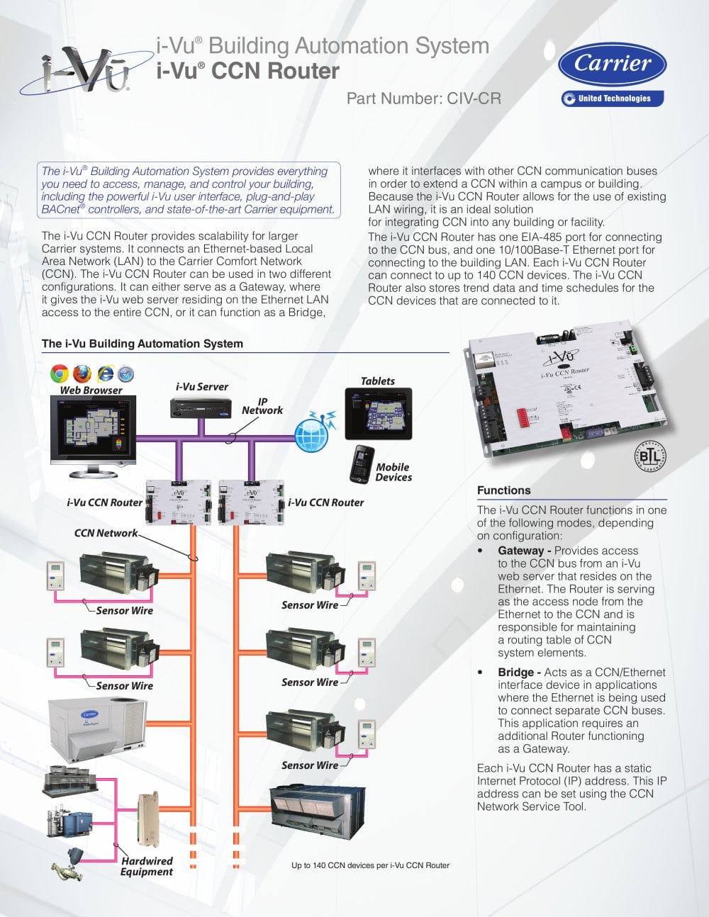 i vu ccn router product data sheet carrier commercial pdf product data sheet